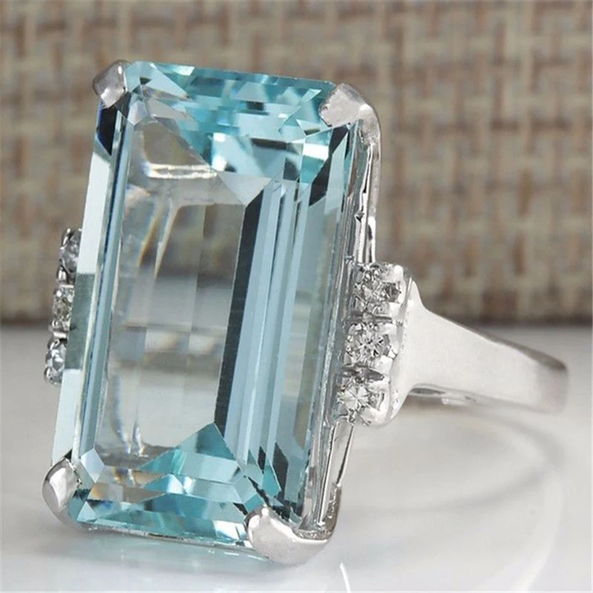 

Dropshipping Gem Stone King 925 Sterling Silver Sky Blue Simulated Aquamarine Women's Engagement Ring Party Cocktails