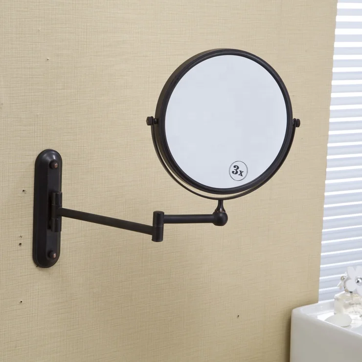 

Matte Black Hotel Bathroom Brass Wall Makeup Magnifying Vanity Mirror