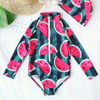 

Wholesale Kids Girls Watermelon Swimsuit One Piece Swimwear Baby Girl Long Sleeve Sun Protection Anti-UV Swimsuits