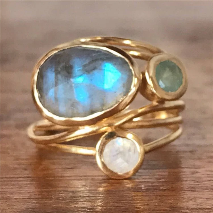 

Women's Fashion Gold Color Unique Shell Crystal Stone Statement Ring Party Wedding Jewelry Gifts