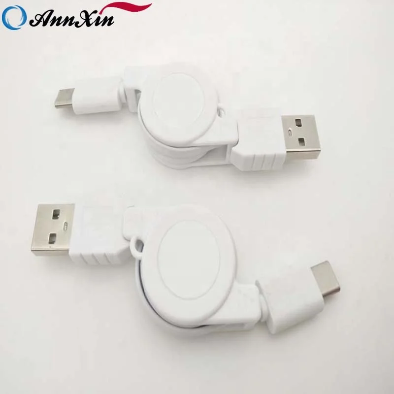 

Hot sale USB 2.0 to Type C Retractable 2A Data Sync Charging Cable Cord, Black/white