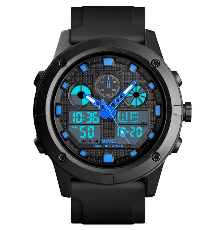 

SKMEI 1514 Men Sports Waterproof Wristwatch Digital Quartz Stopwatch Week Display Back Light Silicone Watch