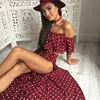 2019 latest fashion sexy summer hot sale dress women high quality skirt dot print strapless crop top slit dress with flounce