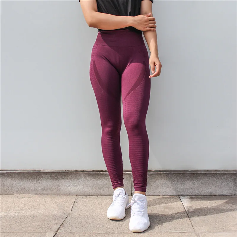 

Seamless Women Sports Capris Yoga High Elastic Waist Solid Skinny Stretch Pants Cropped Leggings Squatproof Gym Tights, Blue;black;grey;wine