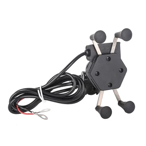 Motorcycle Handlebar Phone Holder with USB Charger