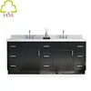 Directly Wholesale from Factory Hotel Modern Furniture Black Double 72 Bathroom Vanity with Carrara Marble Top