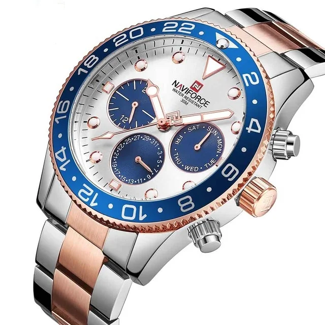 

NAVIFORCE Men Watch 9147 Casual Military Sport Watches Men Wrist Luxury Quartz Stainless Steel Wristwatches Relogio Masculino, 6-color