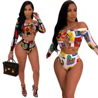 

CC1131 women sexy printed two piece set bikini beachwear swimsuit