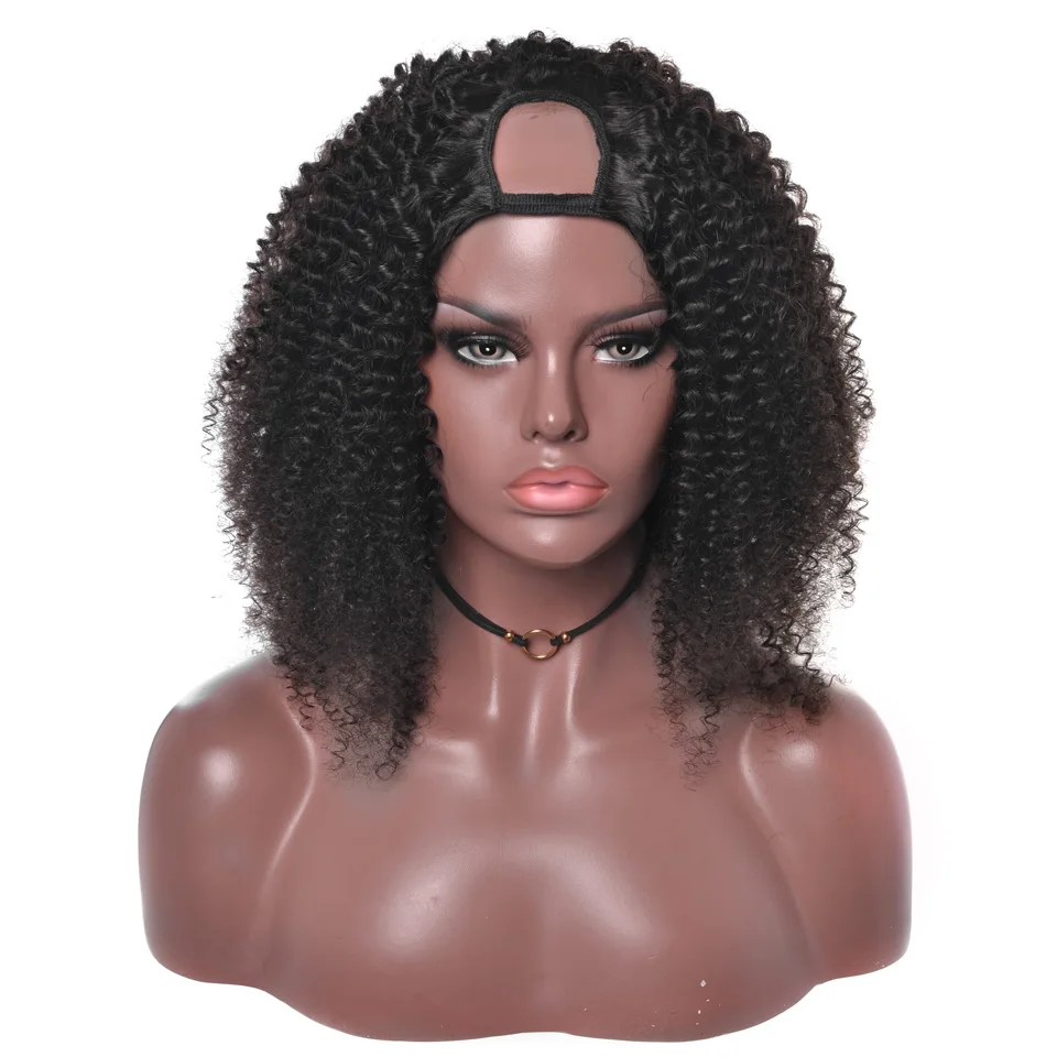 

Factory price cheap raw unprocessed human hair kinky curly u part wig for black women Afro kinky u part wig