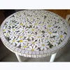 Round marble mosaic flower pattern table top, mosaic garden table top, mosaic table pattern