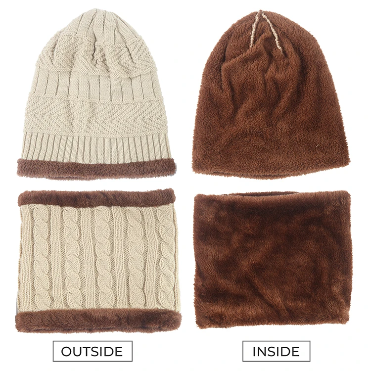 
Wholesale Autumn Winter Men Women Knitted Beanie Hats and Scarf Sets 