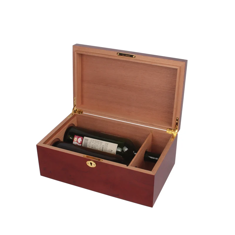 
China Factory Wine Case Vintage Design MDF Gift Box With Metal Lock 