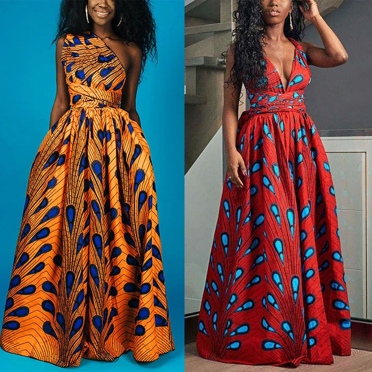 

Latest Design High Waist Sexy Off Shoulder African Clothing Patterns Maxi Dress 2019, Shown