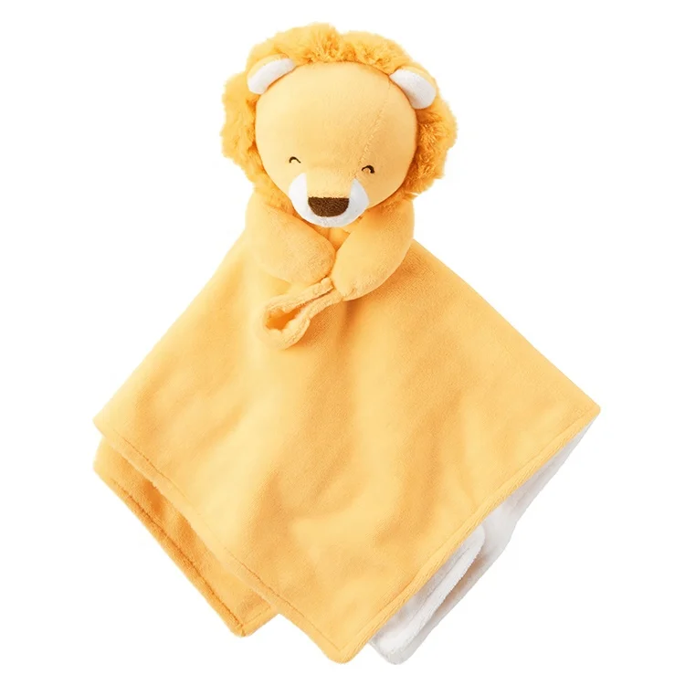 

Custom Organic Velour Snuggle doudou plush stuffed sleep toy teething baby security blanket, Yellow