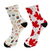 New Street Trend Maple Leaf Men Crew Tube Socks Funny Poker Card Long Socks Harajuku Fish Scale Socks for Christmas Gifts
