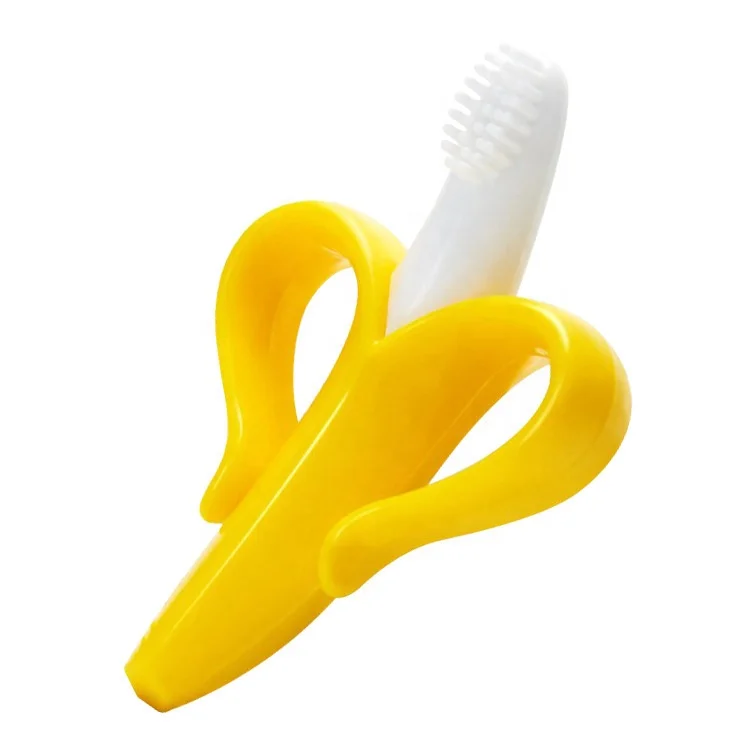 

2019 New Arrived Silicone Banana Baby Infant Training Toothbrush And Teether, Customized