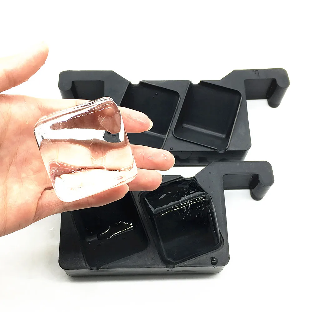 

BHD Patented Reusable Flexible BPA free 2 Square Crystal Clear Ice Cube Maker, Black