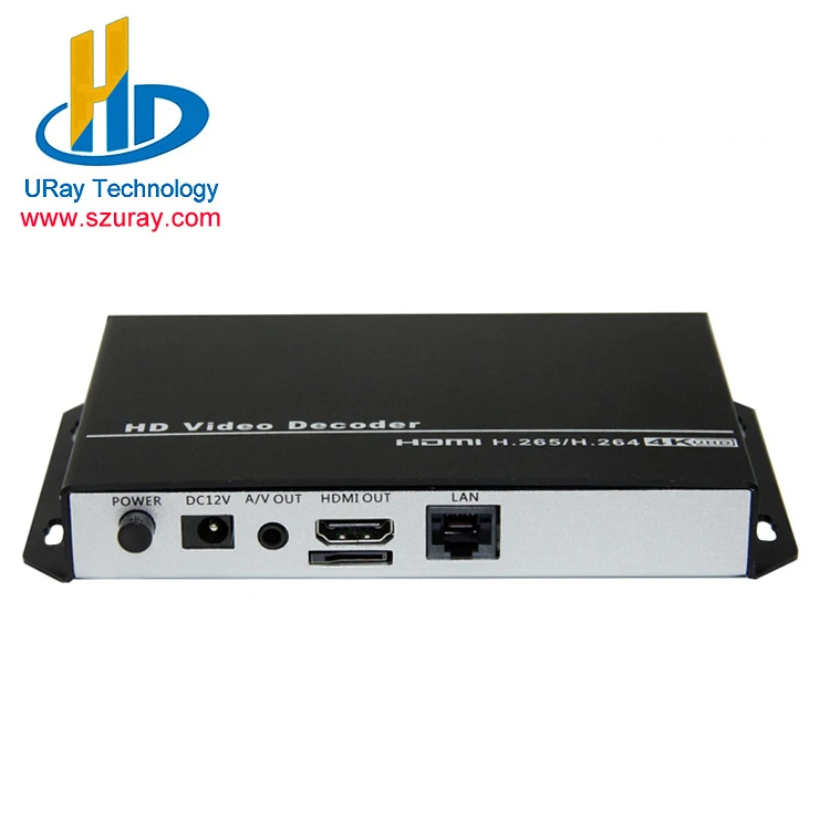 

URay Tech H.265 H.264 4K Video Audio Stream Decoder HDMI + CVBS AV RCA Output For Advertisement Display IP Camera Live Streaming