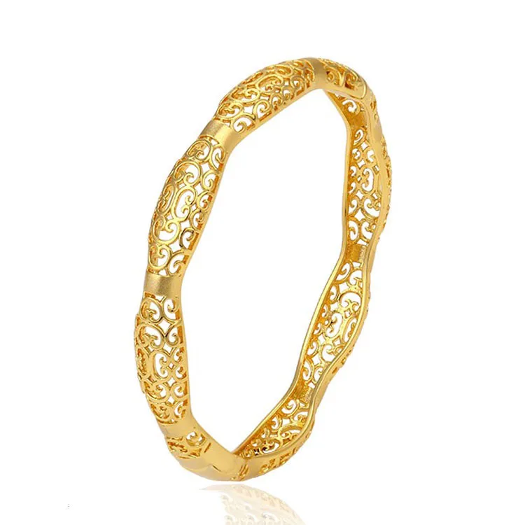 

51337 xuping fashion jewelry indian style gold plated 24K color decorative design bangle for women