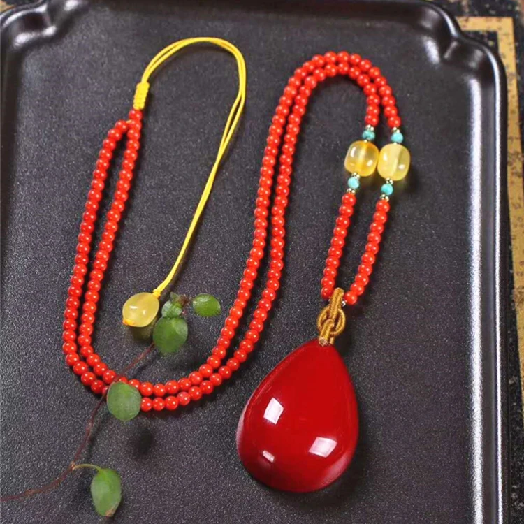 

natural red coral pendant necklace with coral beads necklace/amber/jade for women cloud necklace gemstone jewelry