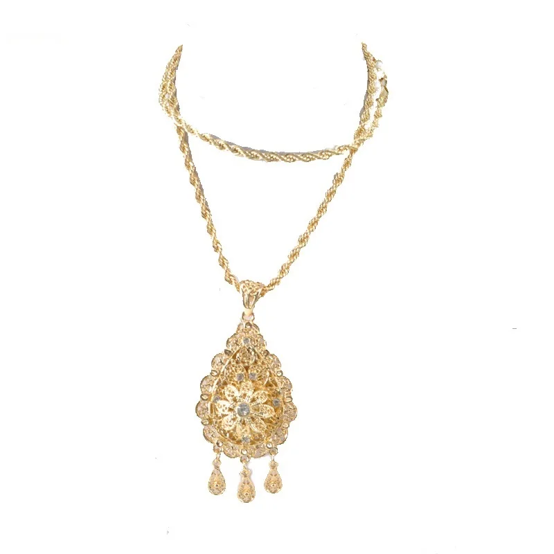 

Unisex Gold Color Fashion Ethnic Women Vintage Pendant Necklace Wedding Jewelry Arabic Trendy Costume Jewelry, Gold and silver