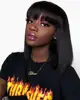 Wholesale Cheap Bob wig With Bang 100% Human Hair Non-lace Machine Weft Wigs