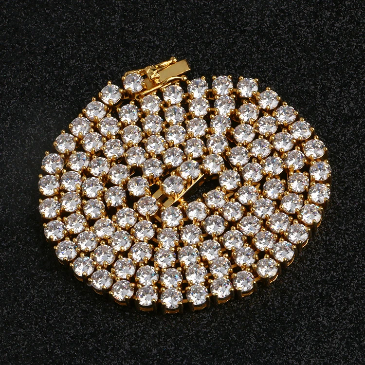 3mm 4mm 5mm Copper Zircon Tennis Chain  Hip hop Bling Jewelry Gold Silver CZ Tennis Chain Iced Out Jewelry Wholesale Price