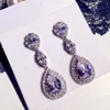 High Quality Long Stud Earrings with Bling Zircon Stone for Women Korean Earrings Fashion Jewelry