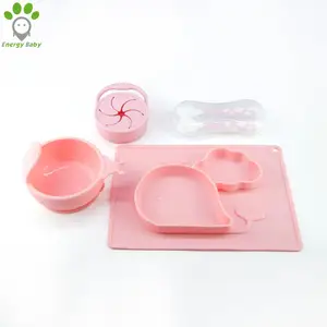 Image of Food Grade Kid Toddler Baby Feeding Silicone Placemat Bowl