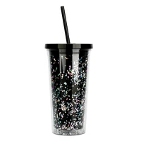 

20 Oz Customized Logo Design Your Own Reusable Black Straw Wholesale Plastic Glitter Tumbler Cups