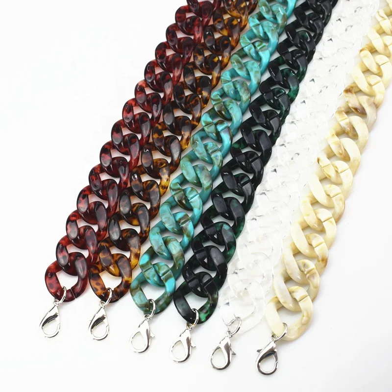 

B-C023 Red Orange Leopard Turquoise Acrylic Rhinestone Bag Chain