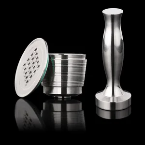 Image of 1 Capsule 1 Tamper Set Nespresso Refillable Capsule Reusable Coffee Filter Dripper Steel Nespresso Cafeteira Capsula Recargable