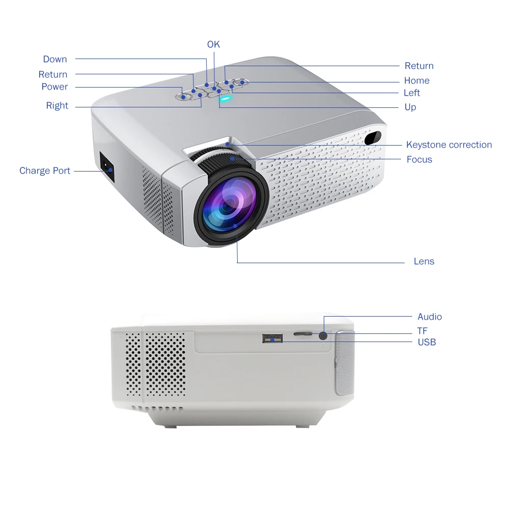 

High Quality Manufacturer Projector D40W full hd LED 1080p Home Cinema Portable Wifi Projector, White