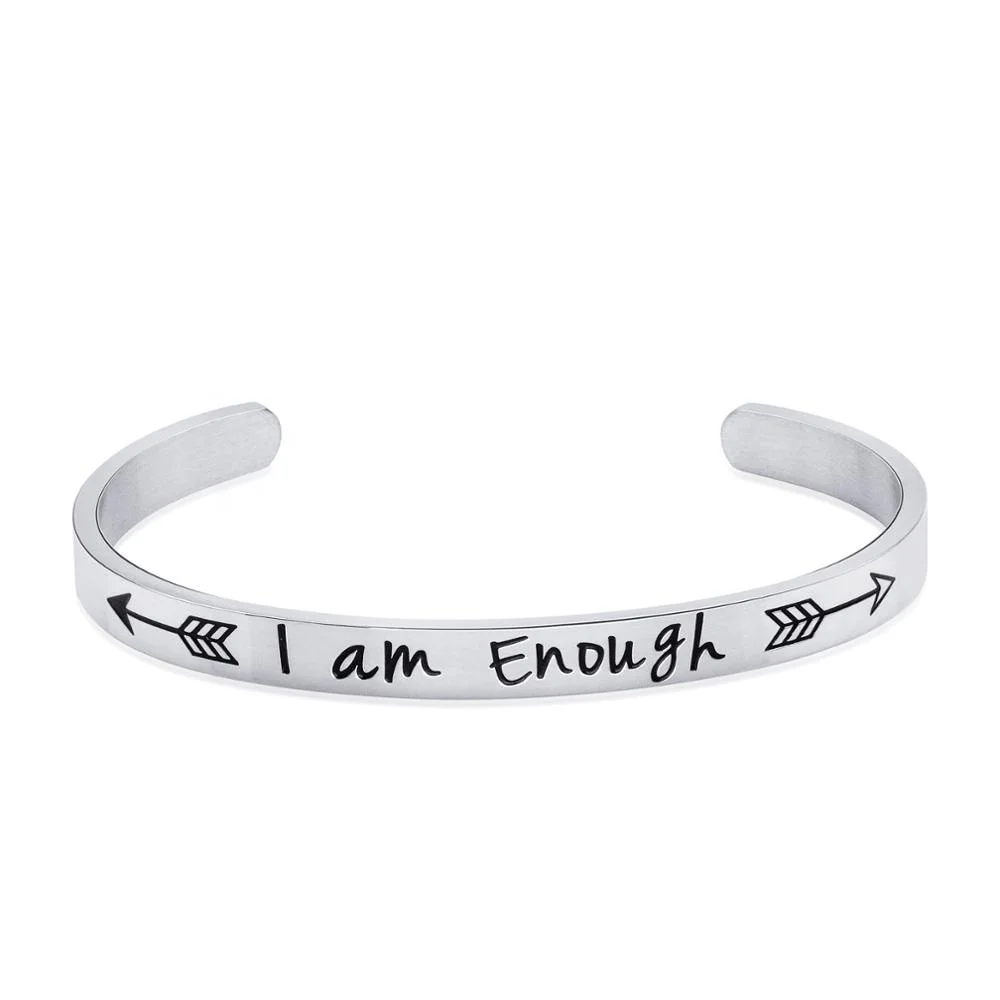 

Loftily Jewelry I AM ENOUGH Bracelet Unisex Type Jewelry Gifts 2020 Christmas Promotional Bangles, Silver, gold, rose gold