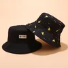 Summer Wide Brim Kid Bucket Hat With String Combed Cotton Printed Double Side Fisherman Hat