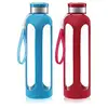 550ml Wide Mouth Reusable Crystal Glass Water Bottle With Protective Silicone Sleeve & Stainless Steel Leak Proof Lid