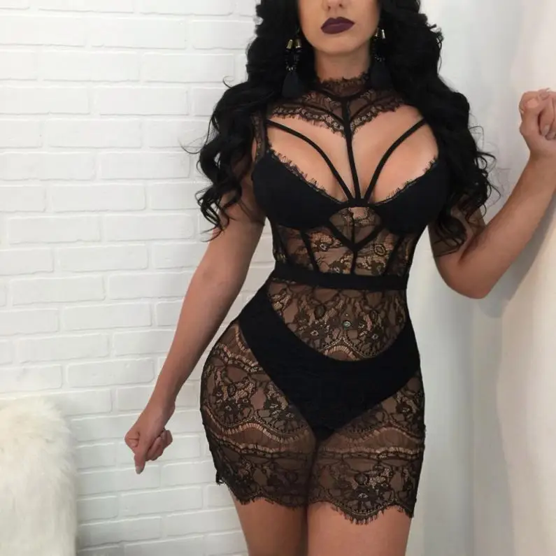 

Sexy western women see through mesh lace dresses