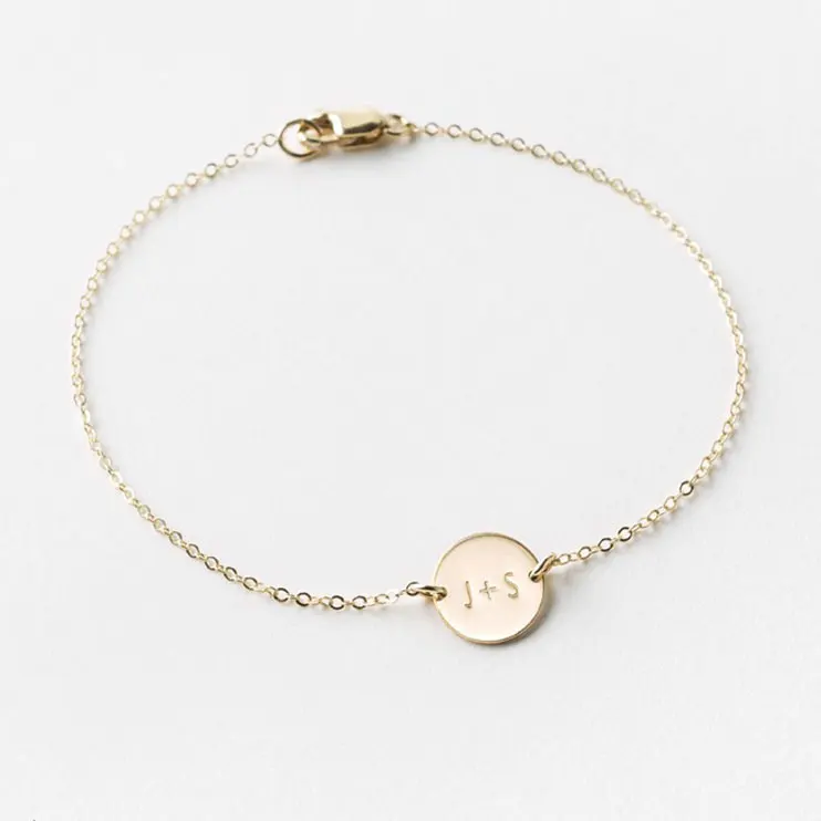 

2019 Trend sterling silver Personalized Custom Initials Disk Bracelet