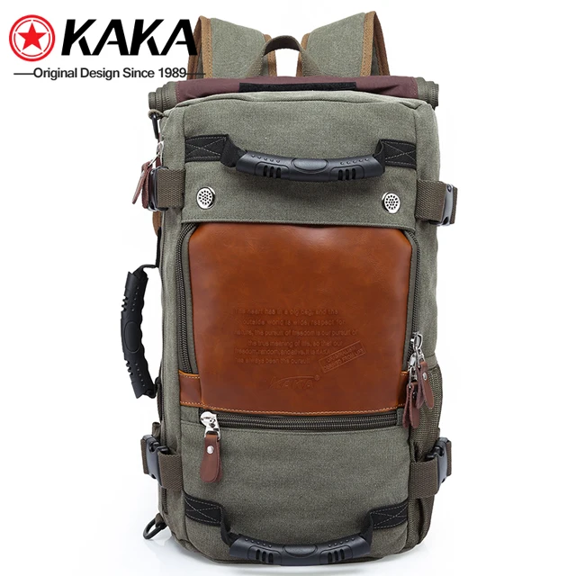 

2019 kaka wholesale travelling fashion outdoor fashion vintage mens sport laptop bag hiking canvas travel backpack