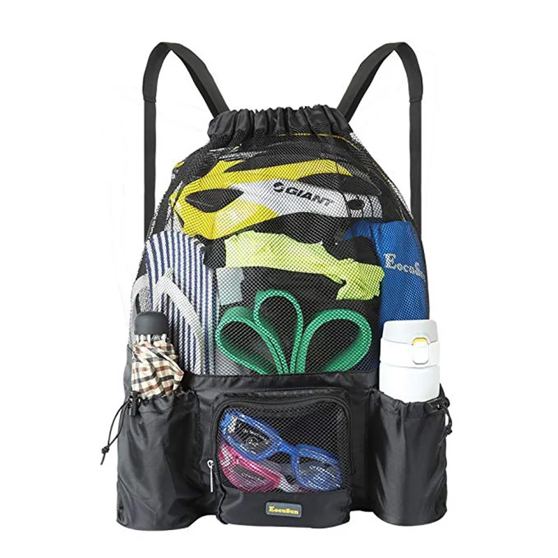 

Mesh Bag Drawstring Backpack Swimming Beach Gym Backpack Bag, Customized color