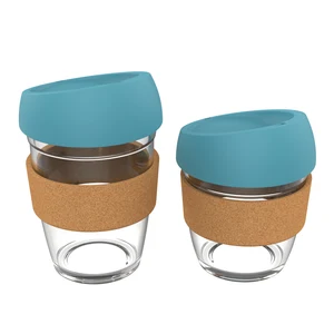 Image of High Borosilicate Glass Cup Mug Silicone Cover Anti-Heat Large Capacity Belly Glass Cork Coffee Mug Cup