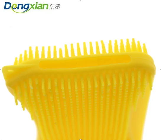 

3 In 1 Silicone Home Kitchen Long Lasting Easy Cleaning Cleaner Clean Sponge Tool, Yellow and green