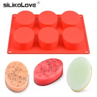 

SILIKOLOVE Silicone Soap Mold DIY 6 Cavity Soap Making Mold for Kitchen Accessories Oval Shape Molds