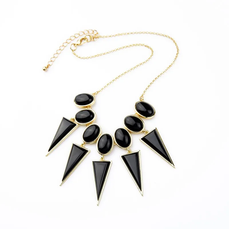 

xl01884 2019 Free Shipping Gold Plated Jewellery In Lots Wholesale Black Resin Statement Geometric Women Necklace