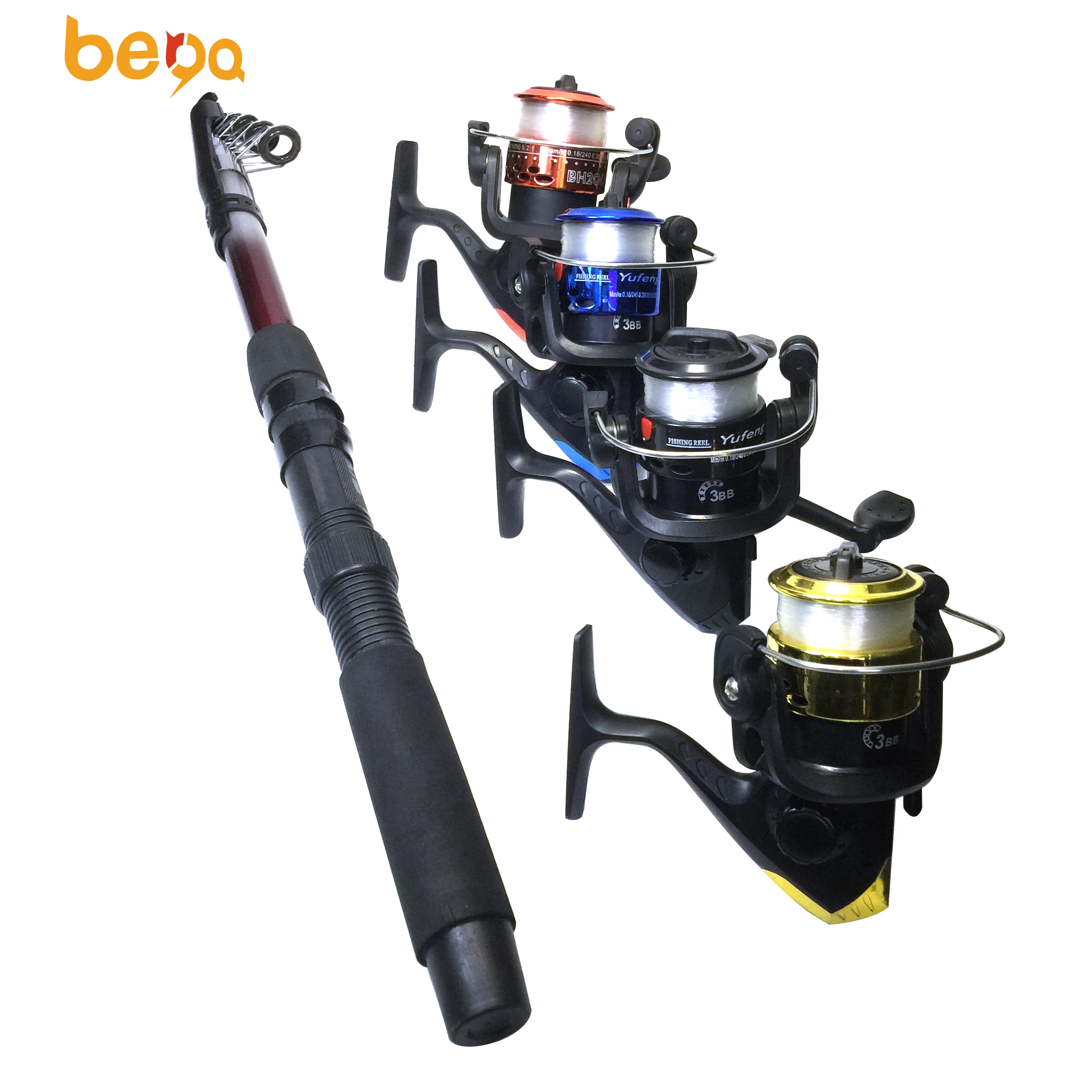 

Simple new Spinning Telescopic Fishing Rod and reel Combo Kit Set with Fishing floats and hooks fishing combo blister package, Black/white/red/yellow/orange, customizable