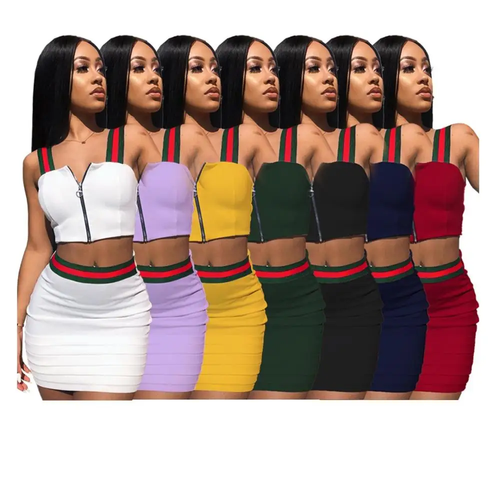 

ASGL6010 fashion skirt and crop top women two piece set, N/a