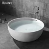 bowl shape hotel bathroom cast solid surface bath tub, small round freestanding composite stone resin artificial marble bathtub