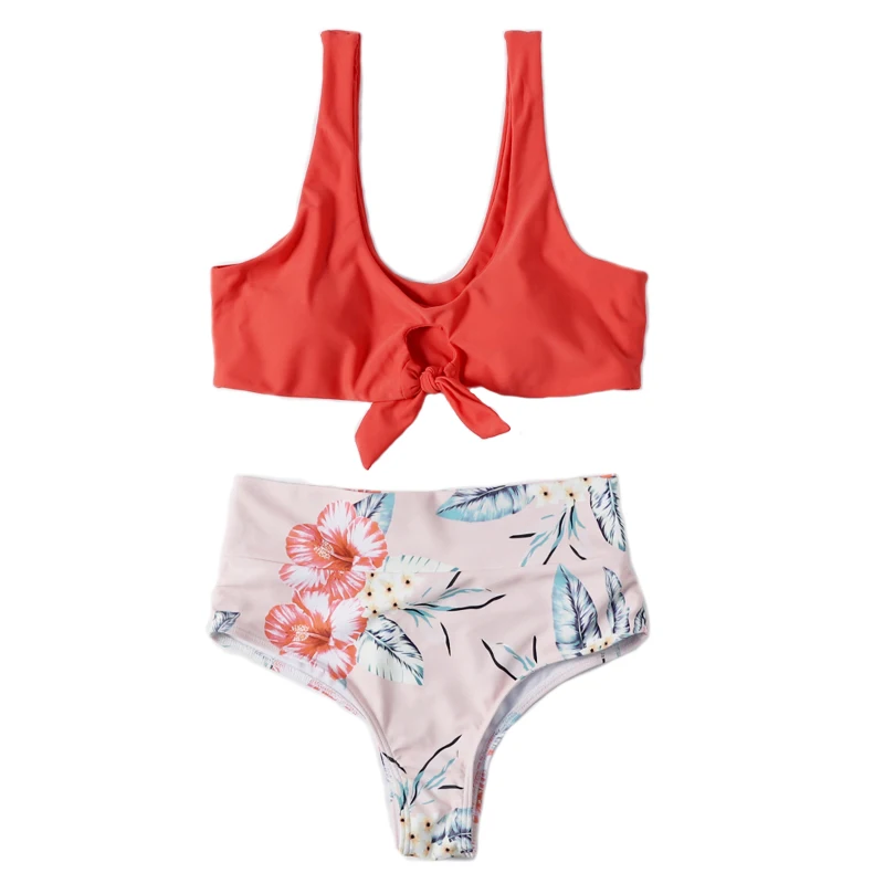 

CrazyBuy print the knot tall waist bikini suit, Picture