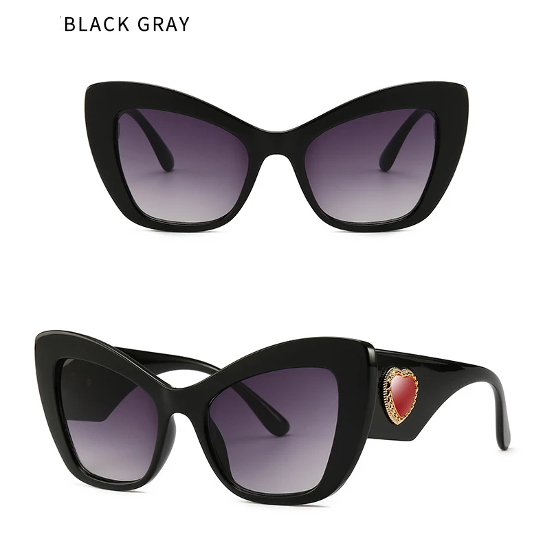 

2019 New high quality plastic big cateye sun glasses womens shades custom logo Luxury band design oversize sunglasses, Black;brown.leopard