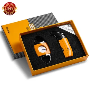 Image of CIGARLOONG COHIBA Cigar Lighter Cigar Cutter Set of German Krupp Stainless Steel Cigar Scissors CLT-0104